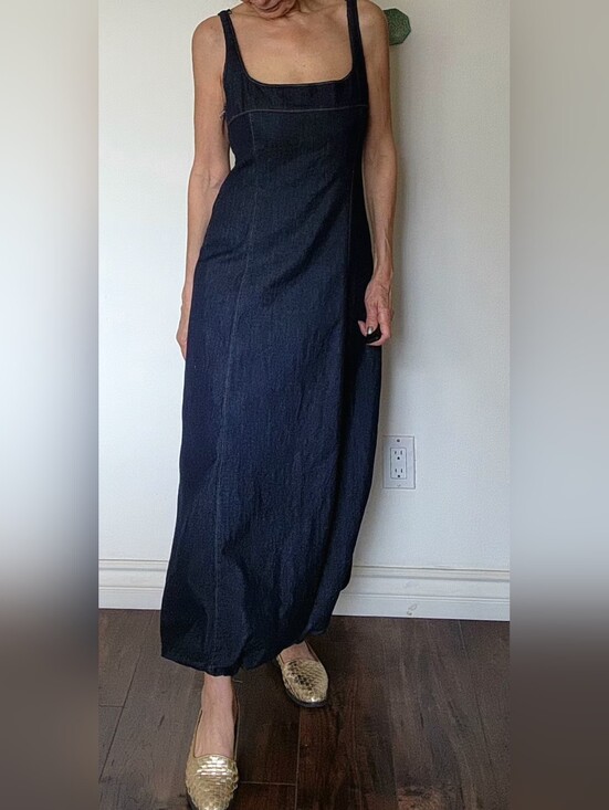 Zara Dresses & Skirts - NWT ZARA Denim Baloon Dress- Dark Indigo Maxi
